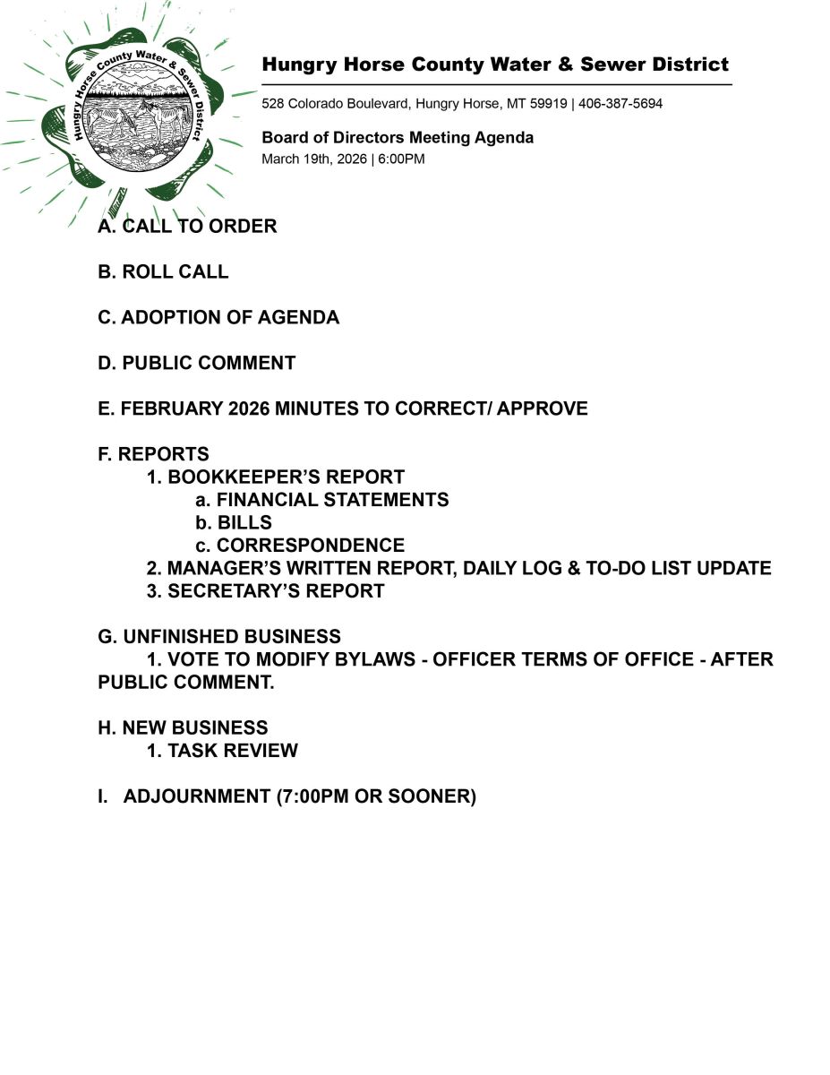 March 2026 Agenda