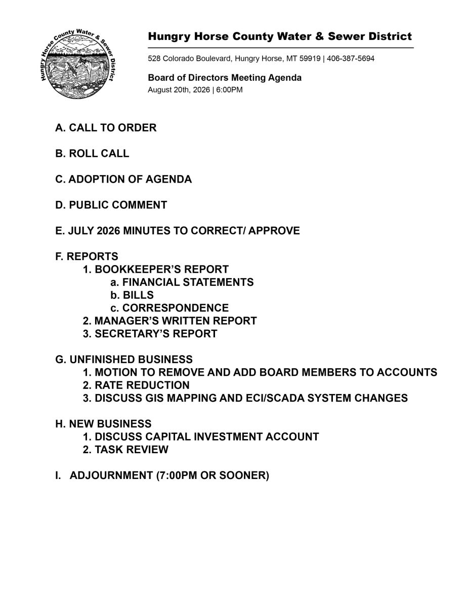 August 2026 Agenda