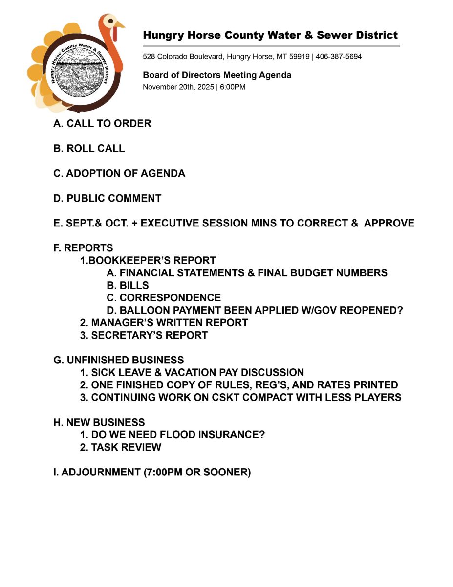 November 2025 Agenda